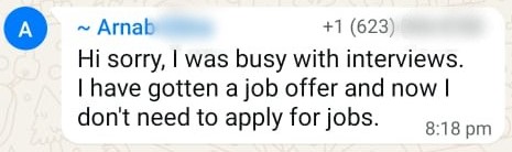 WhatsApp testimonial 4