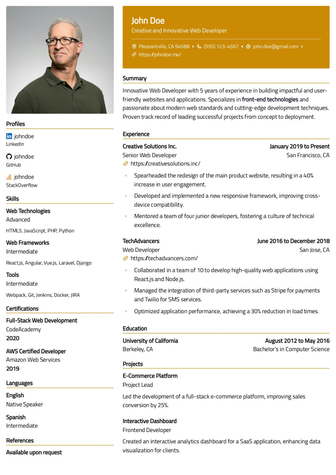 Pikachu resume template